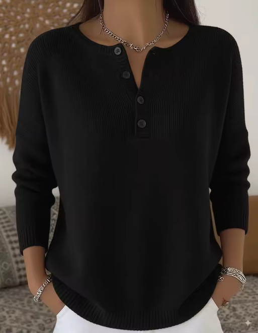 Vera | Elegant Sweater with Buttoned Neckline