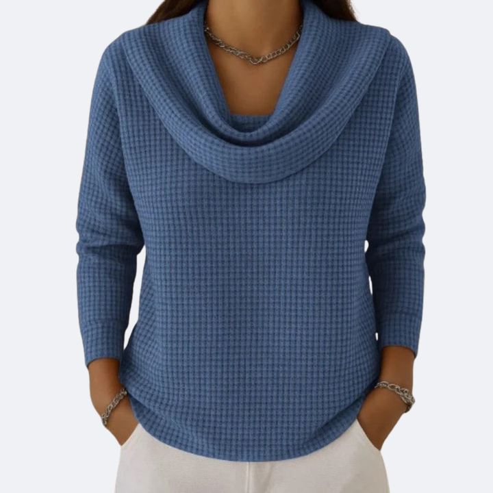 LIVIA - Sweater with a Soft Thermal Neckline in Waffle Effect