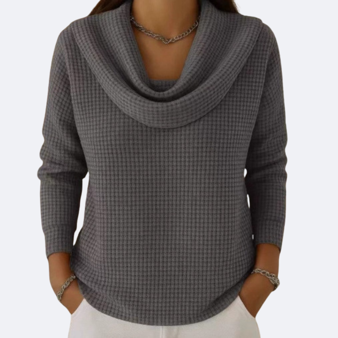 LIVIA - Sweater with a Soft Thermal Neckline in Waffle Effect