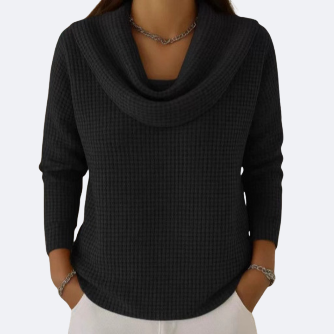 LIVIA - Sweater with a Soft Thermal Neckline in Waffle Effect