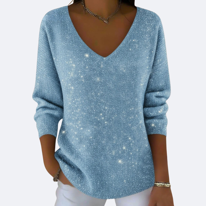 GIULIA - Elegant V-Neck Sweater with Glitter