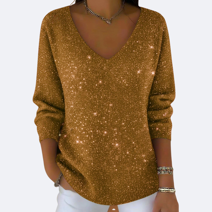 GIULIA - Elegant V-Neck Sweater with Glitter