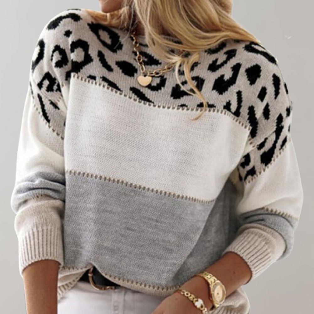 Charlene – Casual Sweater with Leopard Print