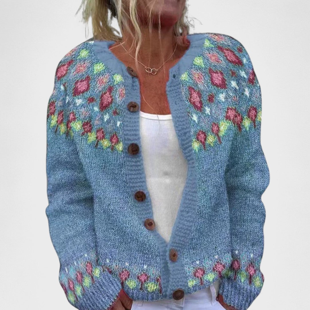 Lianne Verde Bosco – Cardigan with a Wide Knit in Elegant Style