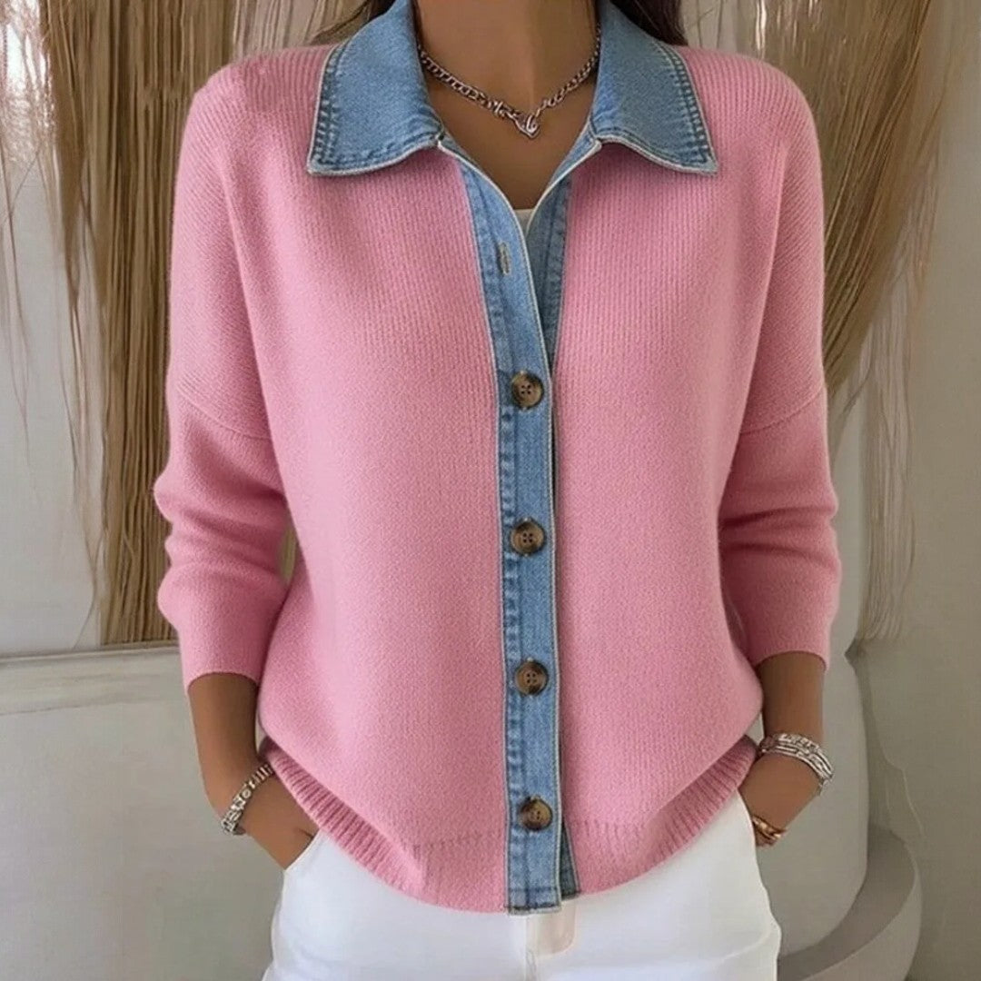 GIULIA - Sweater with Denim Collar