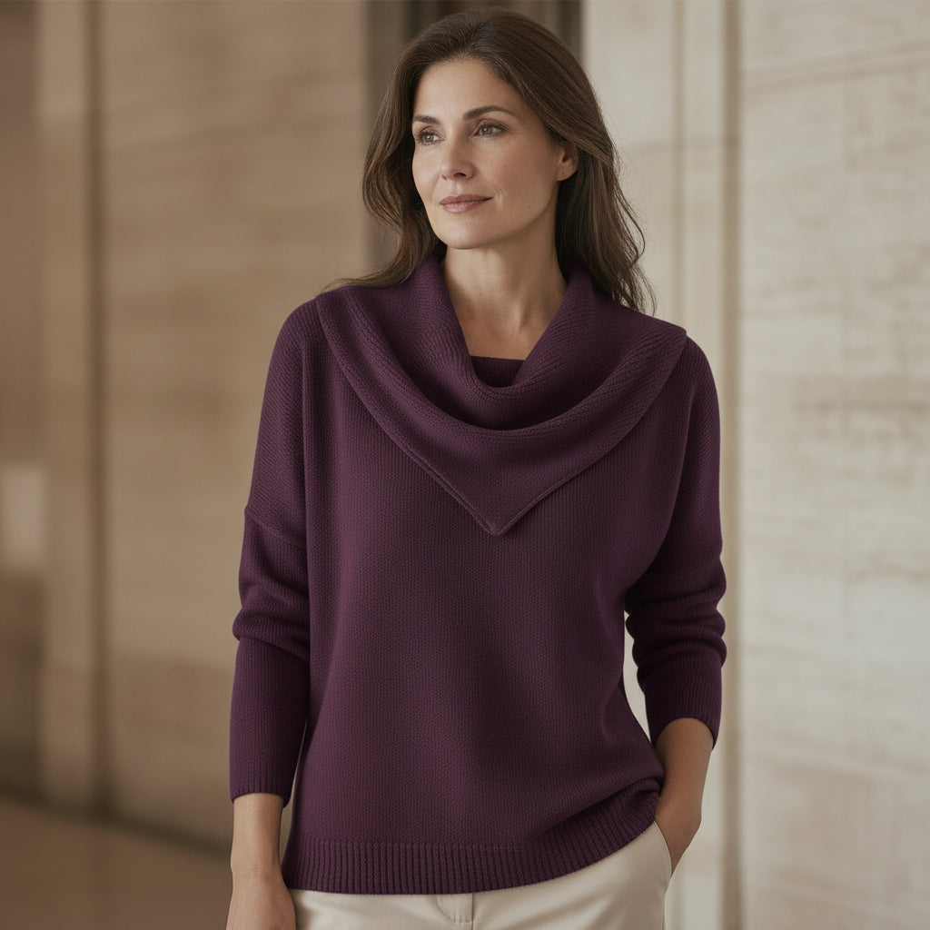 Liora | Warm Sweater with a Soft Collar